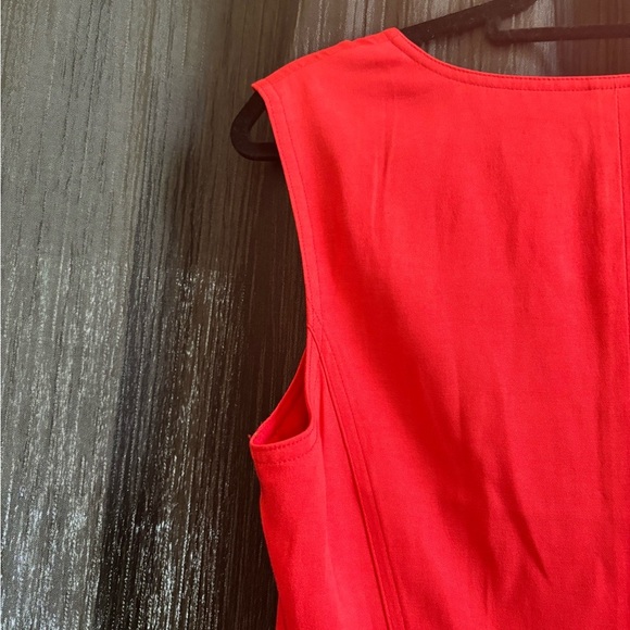 Theory Adelize Habitat Notch V Engine Red Dress Size 6 - Picture 10 of 11
